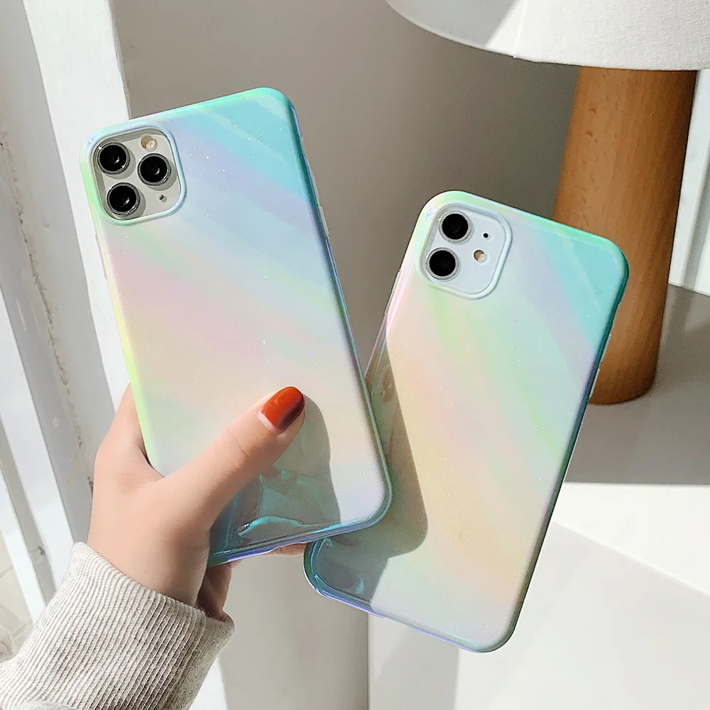 Цветной блестящий чехол LOVECOM Blue Ray Sky для iPhone 12 Mini 11 Pro XR XS Max 7 8 Plus Ударопрочный