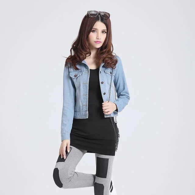 

European single super quality Lapel fashion basic jeans