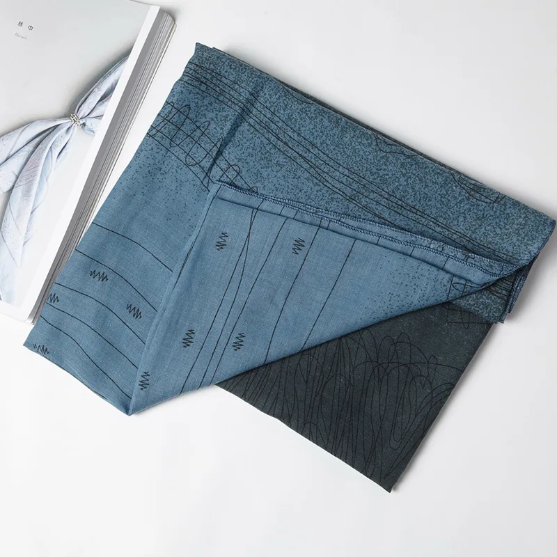 Blue Scarf Осень женский пэчворк хлопок и лен шарф женские шарфы широкий браслет одеяло теплый палантин Повседневный мягкий женский длинный платок - Цвет: Blue Scarf