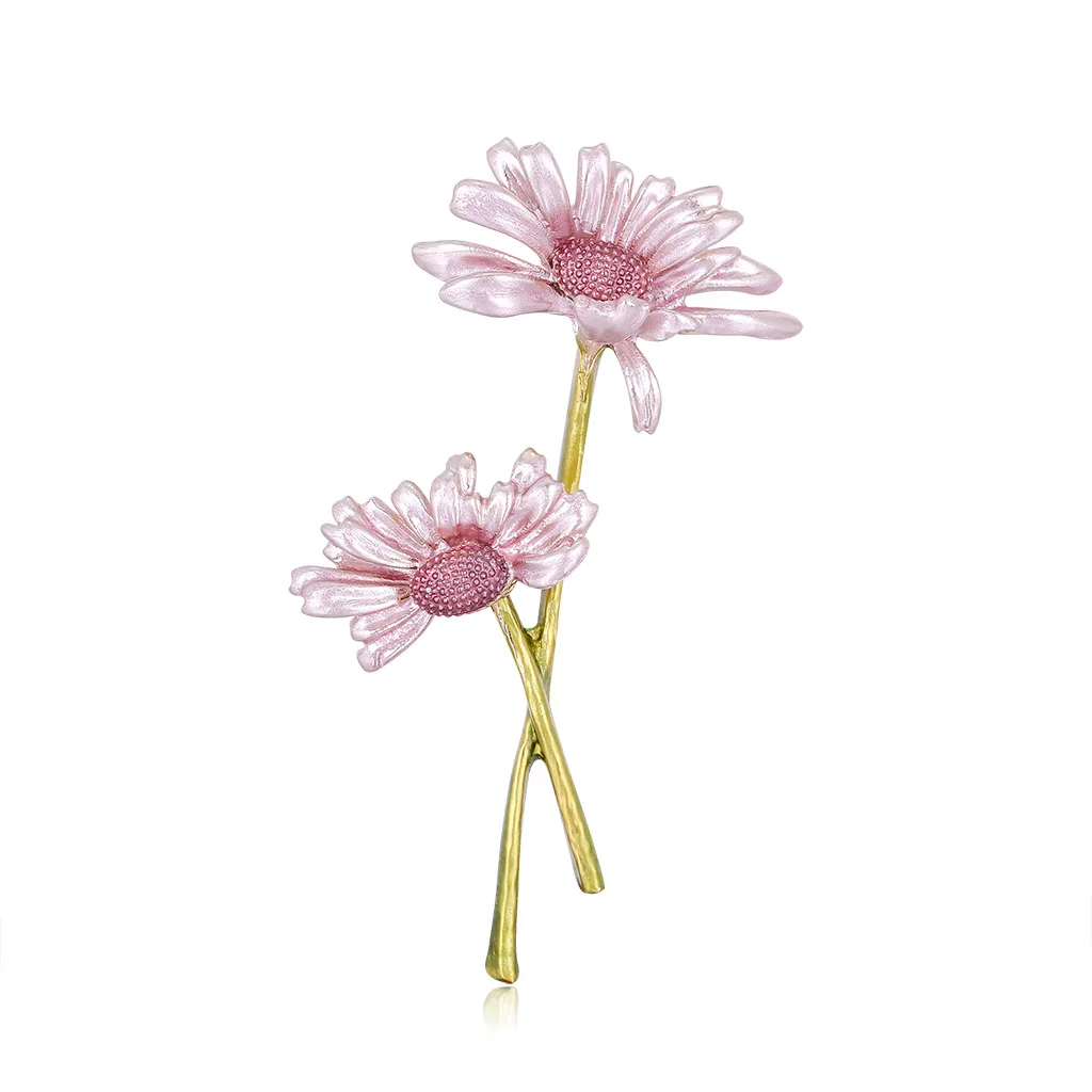 

Blucome Pink Double Flower Brooches For Women Elegant Flowers Enamel Brooch Pins Cardigan Scarf Buckle Corsage Jewelry