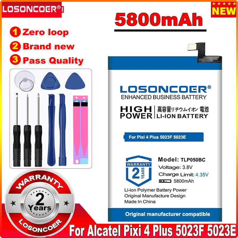 LOSONCOER новый список 5800mAh TLp050BC Аккумулятор для Alcatel One Touch Pixi 4 Plus Power 5023F 5023E в наличии