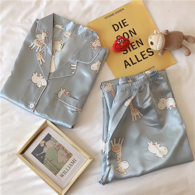 Весенние женские атласные шелковые пижамы комплекты со штанами размера плюс 5XL