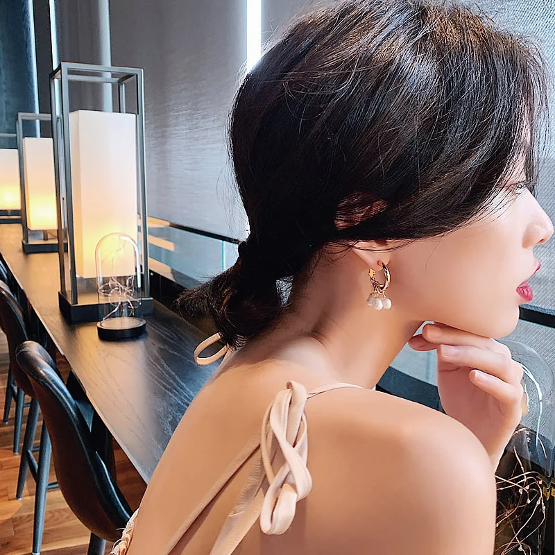 

BIJOX STORY 925 sterling silver earrings with heart shaped freshwater pearl drop earrings korean style for female wedding party