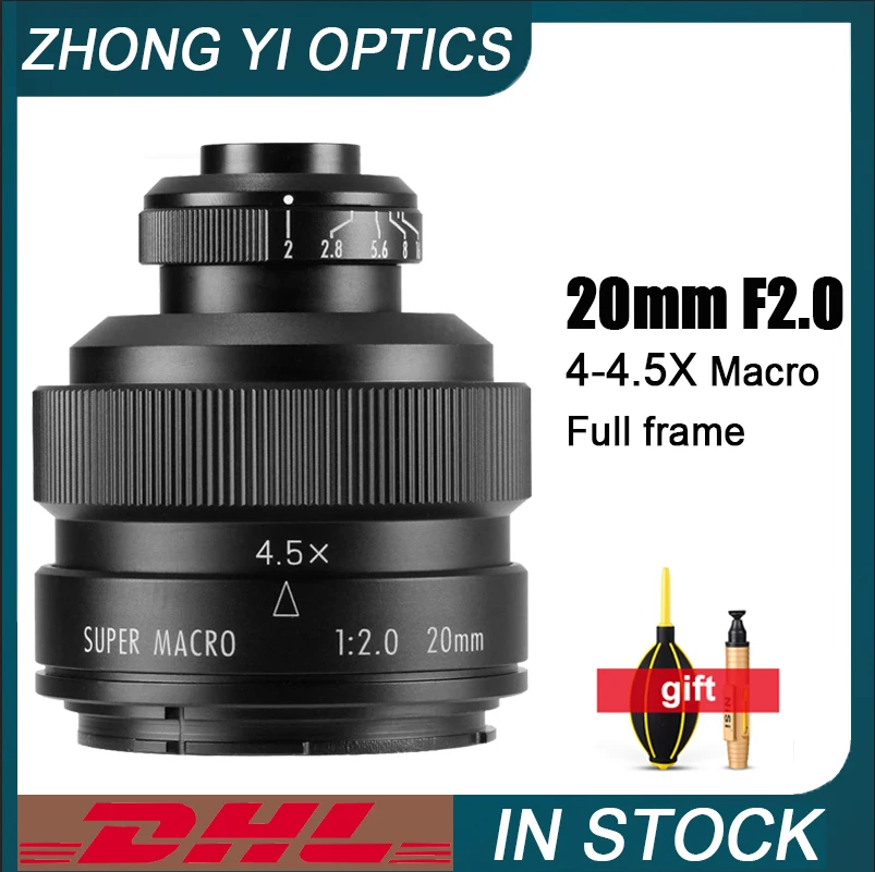 Zhongyi 20 мм F2 4.5X Супер Макро объектив полная Рамка для Canon EF/EF-M Nikon F Sony E Pentax K Olympus M4/3