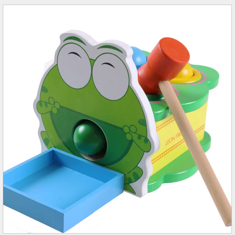 Деревянная игрушка-лягушка Mung Bean настольный стол ручной стук-шар Монтессори