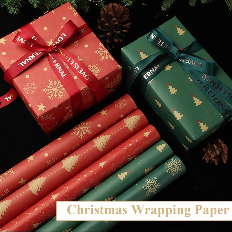 

50*70cm 2021 Christmas Wrapping Paper Wedding Green Decoration Gift Wrap Artware Kraft Packing Paper Vellum Paper Origami Paper