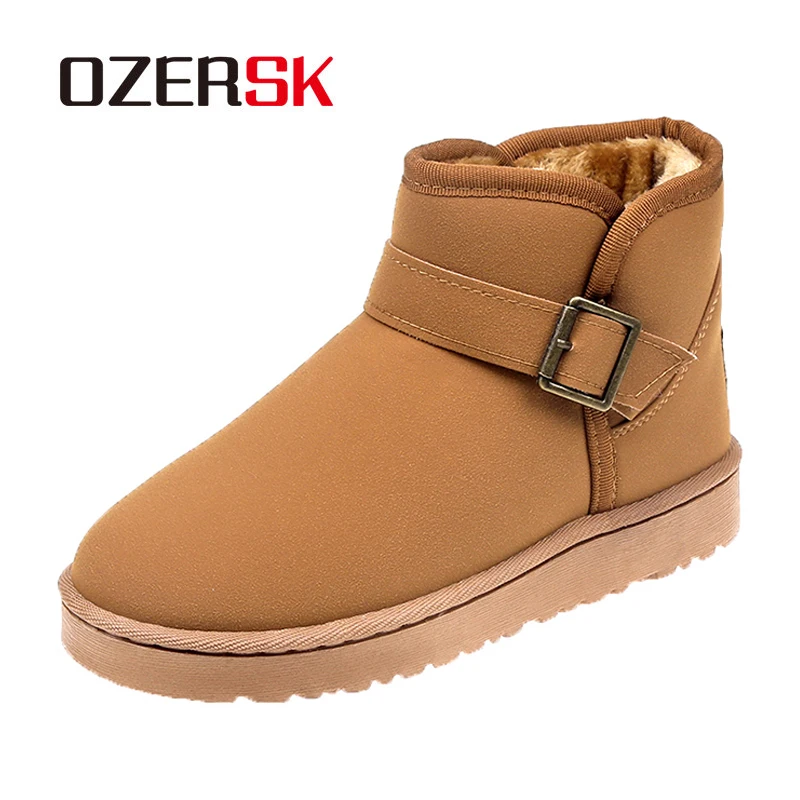 Ботинки OZERSK женские зимние замшевые теплые короткие ботинки с плюшевой