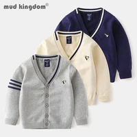mudkingdom boys cardigan sweater v neck long sleeve open stitch button casual boy tops cartoon embroidery clothes spring autumn