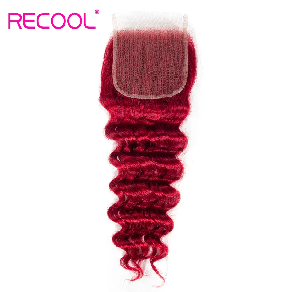 Recool красные бразильские волосы 3 пучка свободного глубокого плетения Remy