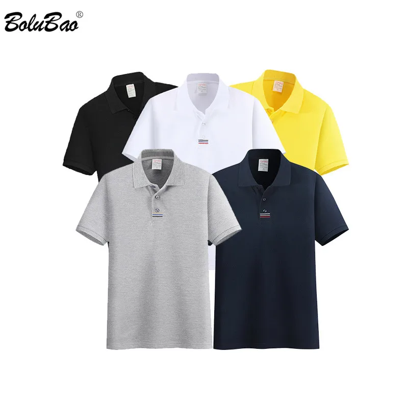 

Рубашка-поло BOLUBAO мужская с коротким рукавом, брендовая Однотонная рубашка-поло с лацканами, Повседневная Уличная одежда, на лето