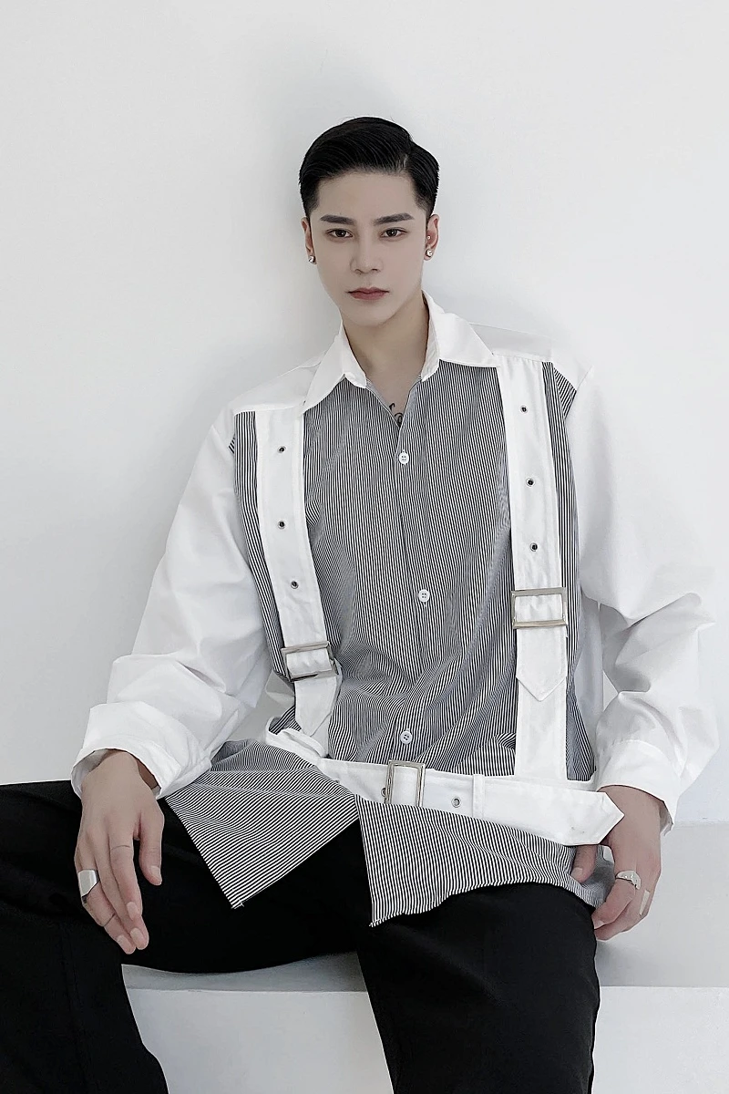 

Yohji Dark Men Casual Shirts Bandage Stripe Stitching Brand Design Male Shirts Owen Japan Korean Style Clothes Streetwear