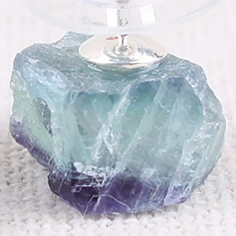 

Natural Green Fluorite Small Earrings Female Korean Version Of The Wild Irregular Shape Earrings Amethyst