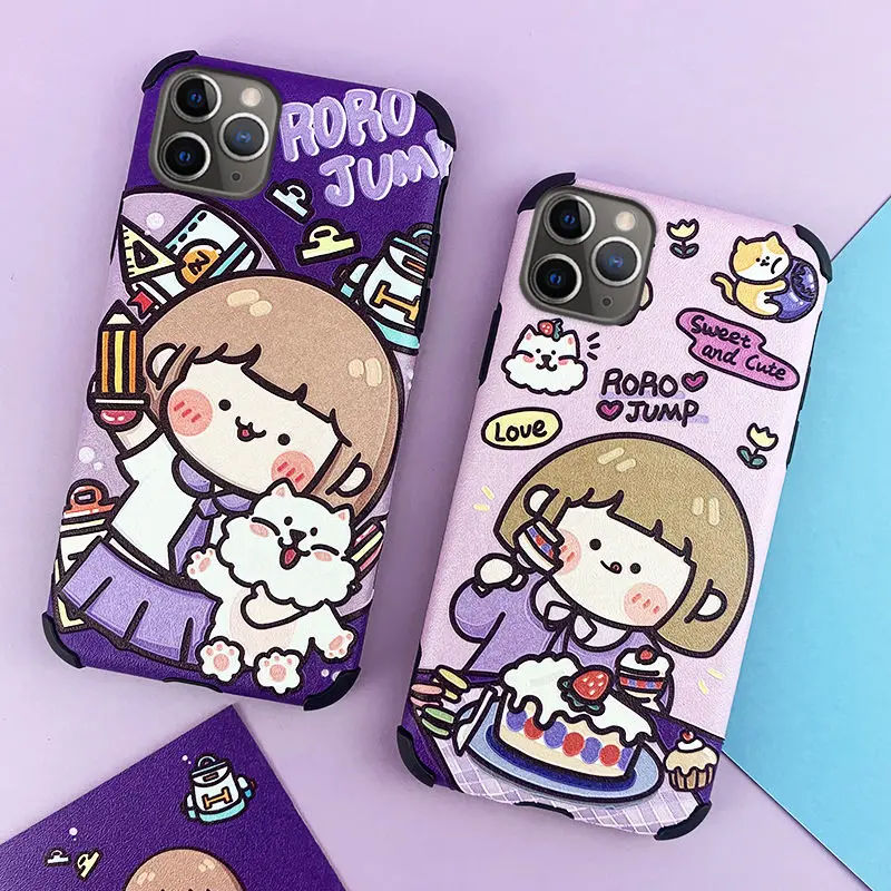 

3D Relief Matte Cute Cartoons Phone Case For iPhone 11 Pro Max XS XR X 7 8 6 6S SE 2020 Silicone Soft Protective Case Cover