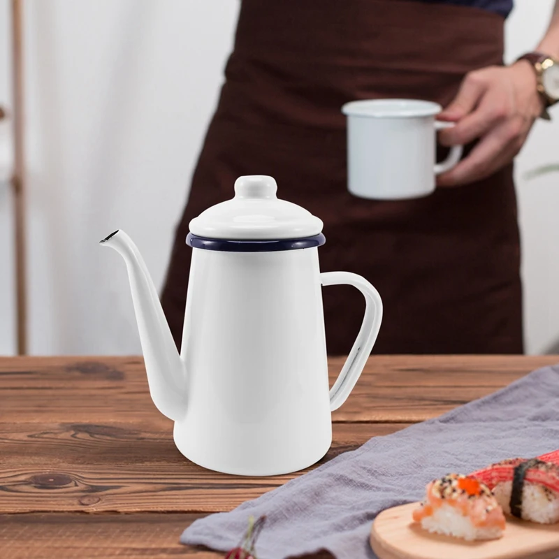 Эмалированный кофейник емкостью 1 л ручной чайник для чая индукционная плита