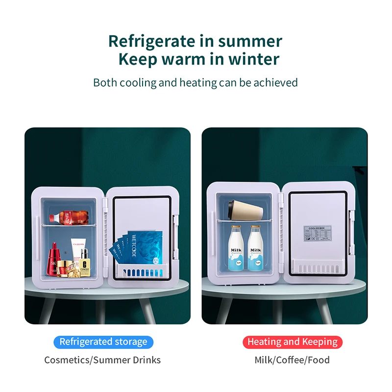 구매 CkeyiN 4L 미니 뷰티 냉장고 메이크업 냉장고 화장품 페이스 마스크 스킨 케어 제품 LED 메이크업 미러, 가정용 자동차 냉동고