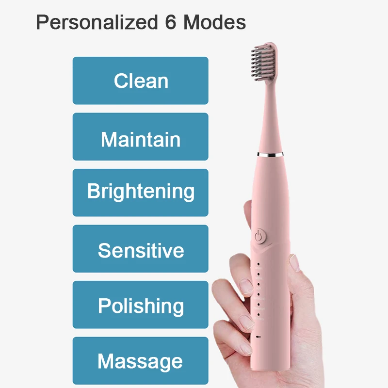 Перезаряжаемая через USB Автоматическая электрическая зубная щетка умное время