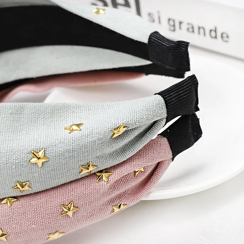 Женская повязка на голову с бисером и звездами| |