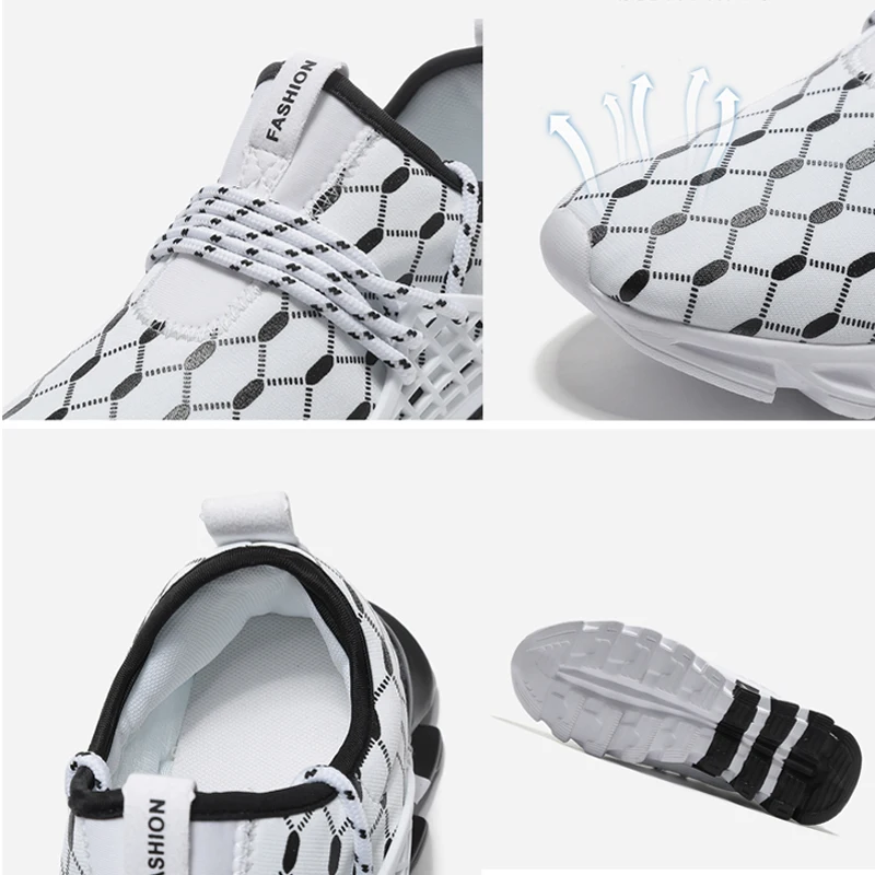 

Fashion Men's Casual Shoes Diamond Stripe Pattern Lightweight Sneakers Comfortable Breathable Shoes Running Shoes Trainers 2020