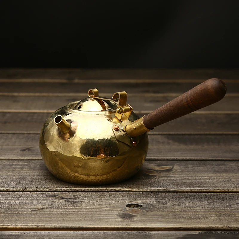 Японский чайник ручной работы из плотной меди для кипячения Боковая ручка ретро