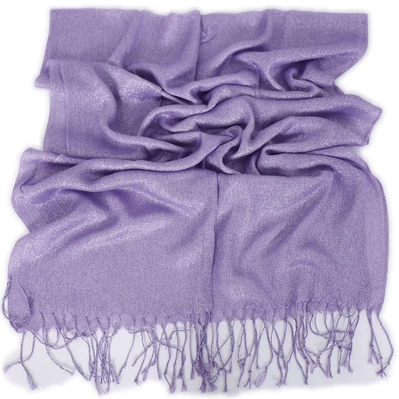 170*60 см хлопковый шарф шаль Женский блестящий длинный хиджаб с бахромой палантин