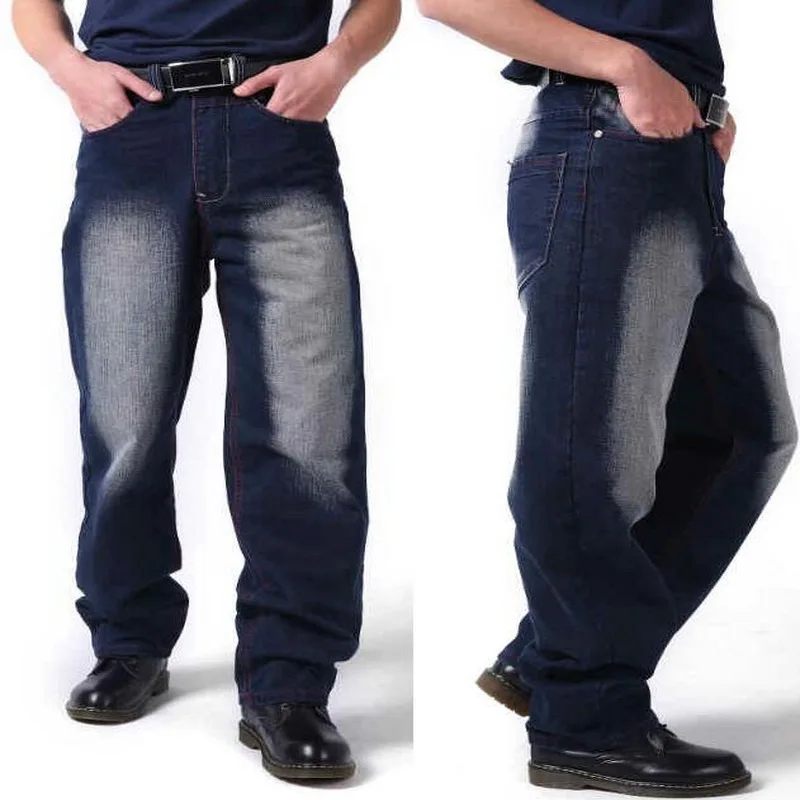 Men Jeans Fashion Loose Big Pockets Hip-Hop Skateboard Jeans Casual Men Denim Pants Design Brand Joggers Jeans
