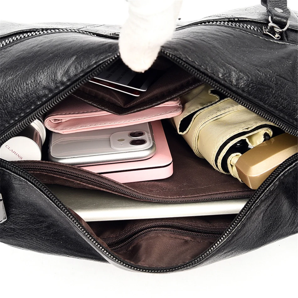 

Casual Soft Leather Shoulder Crossbody Bags for Women 2021 Designer Large Capacity Handbags High Quality Simple Female Trend Bag