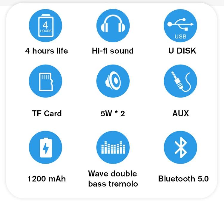 Портативные колонки Bluetooth 10 Вт, 4D стерео беспроводные громкоговорители, колонки, компьютерная поддержка басов, FM радио, TF, AUX, USB