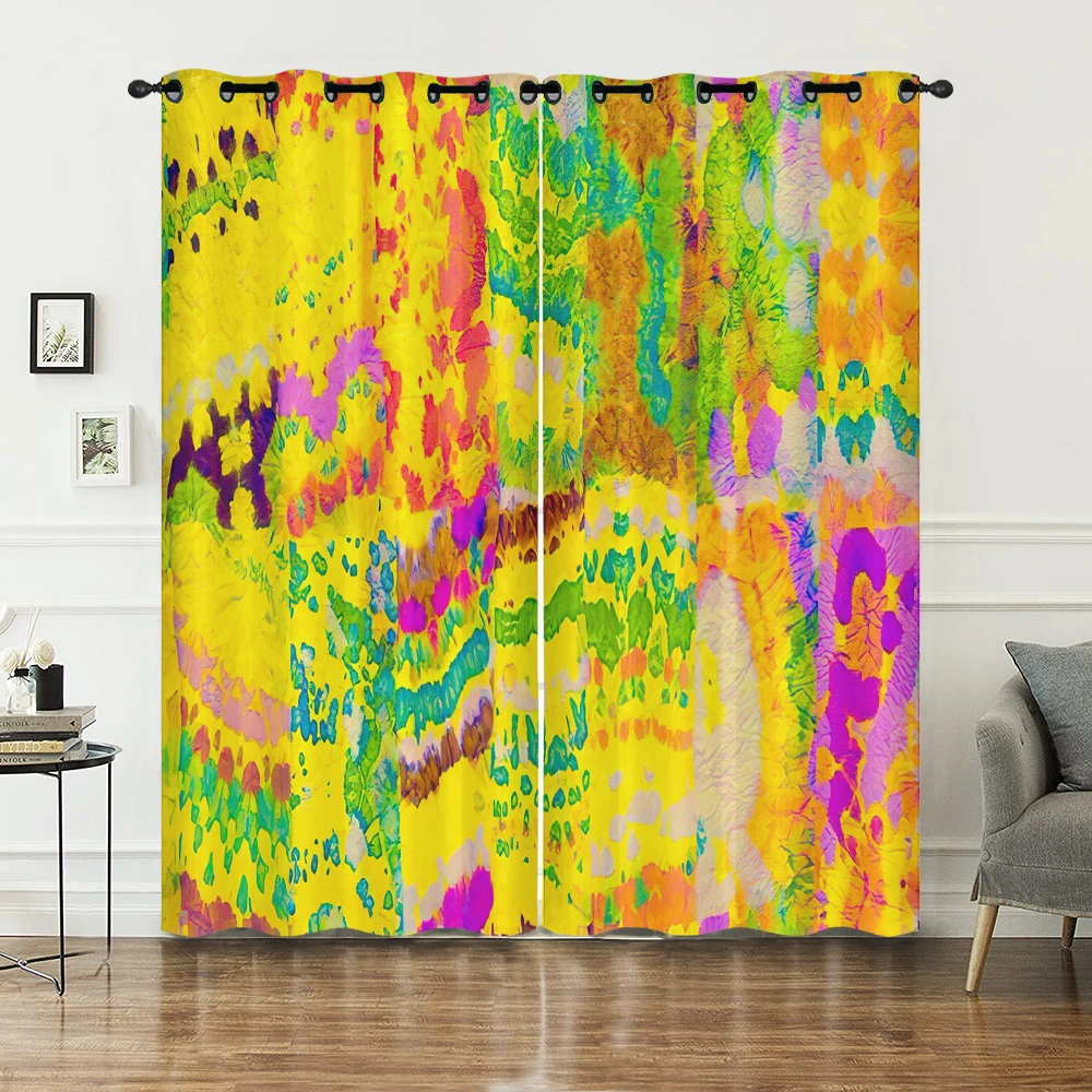 

Personalized Stylish Design Durable Curtains Light Colorful Irregular Line Pattern High Density Block Curtains Home Decor