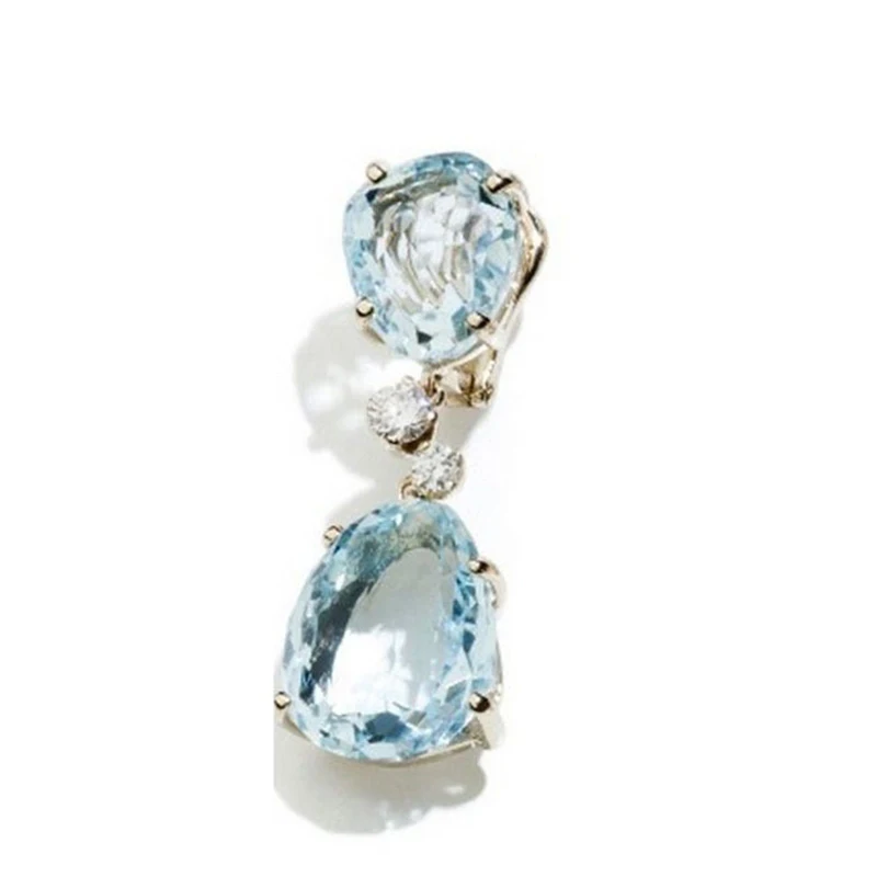 

Simple Elegant Water Drop Earrings Blue Crystal Fashion Cute for Women Engagement Wedding Anniversary Gift