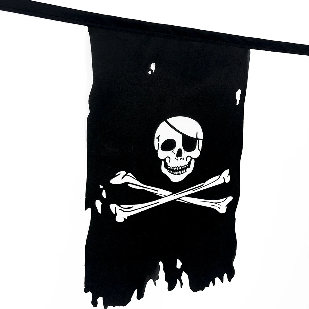 

6 meters jolly roger string flag 20x 30cmcragged double bone skull flag