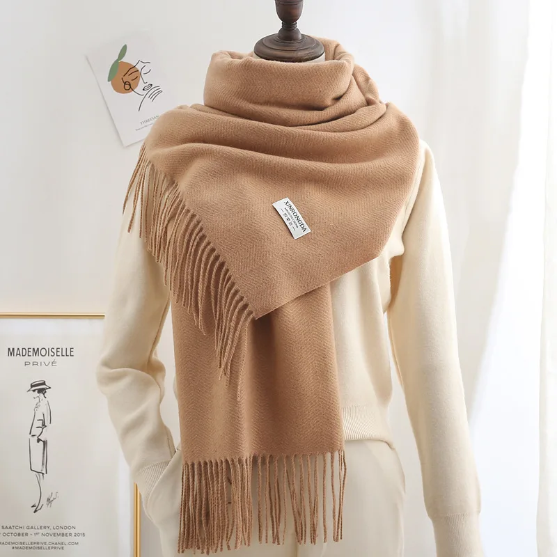 

Scarf Women Korean Winter Thickened Warmth Long Autumn Blanket Imitation Cashmere Pure Color Shawl New Neckerchief Echarpe