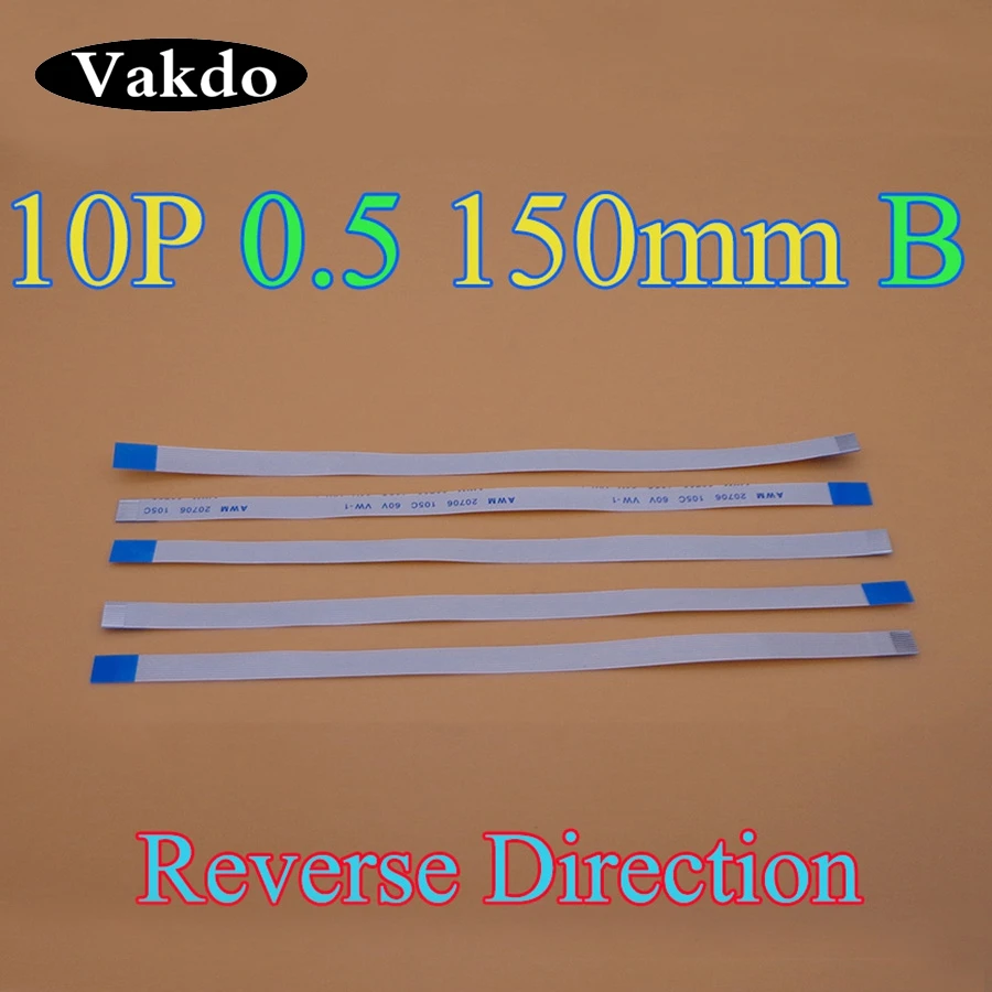 

5pcs New FFC FPC flat flexible cable 0.5mm pitch 10 pin B Reverse / Anisotrop Length 150mm Width 5.5mm Ribbon 10pin Flex Cable
