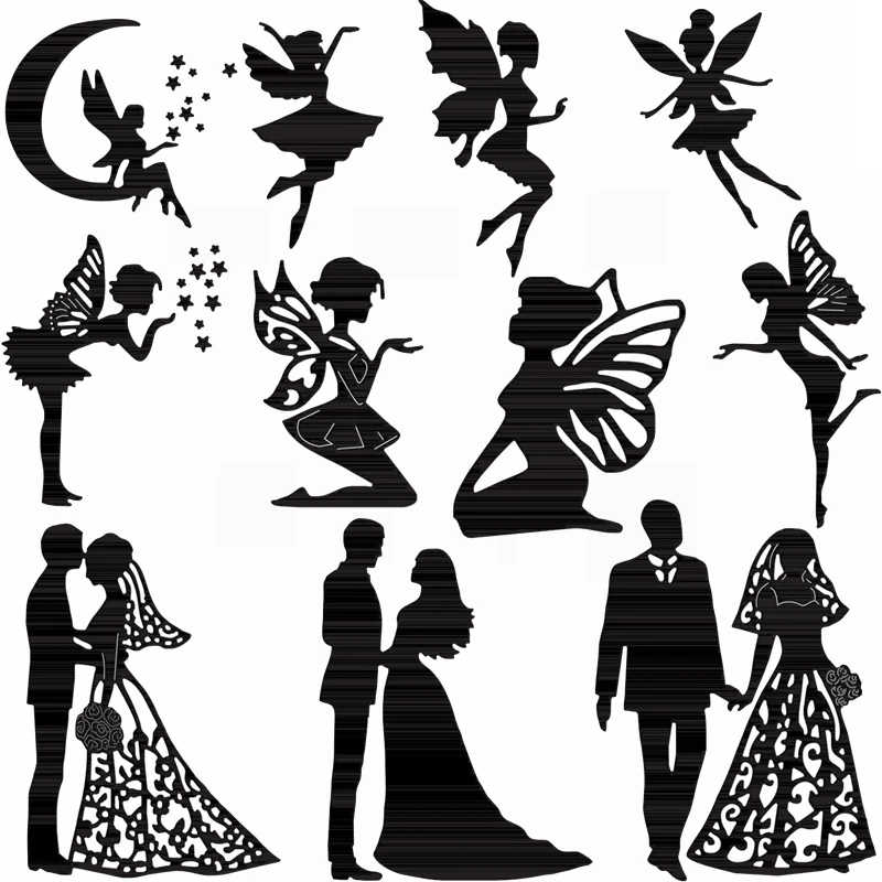 

Slim Graceful Dancing Girl Elf Angel Romantic Bride Groom Couple Hydrangea Die Cut Set 2021 New Design DIY Craft Scrapbooking