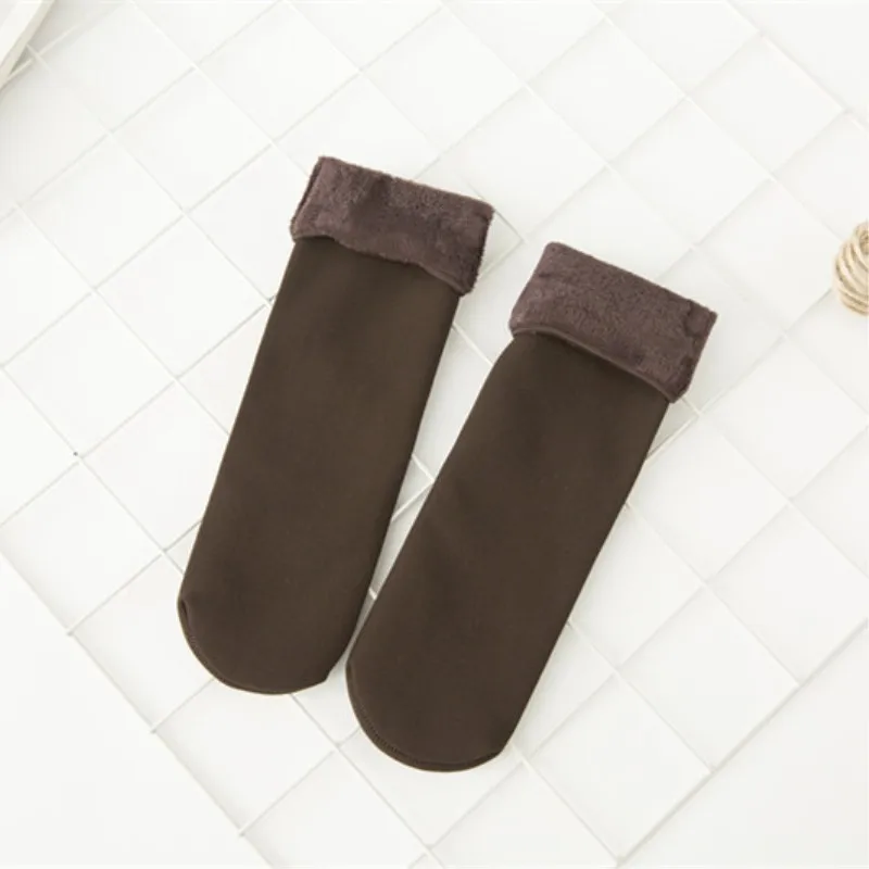 Coffee Jeseca теплые женские носки, утолщенные теплые шерстяные кашемировые зимние носки, унисекс бесшовное бархатное женское сапоги, носки для сна - Цвет: Coffee