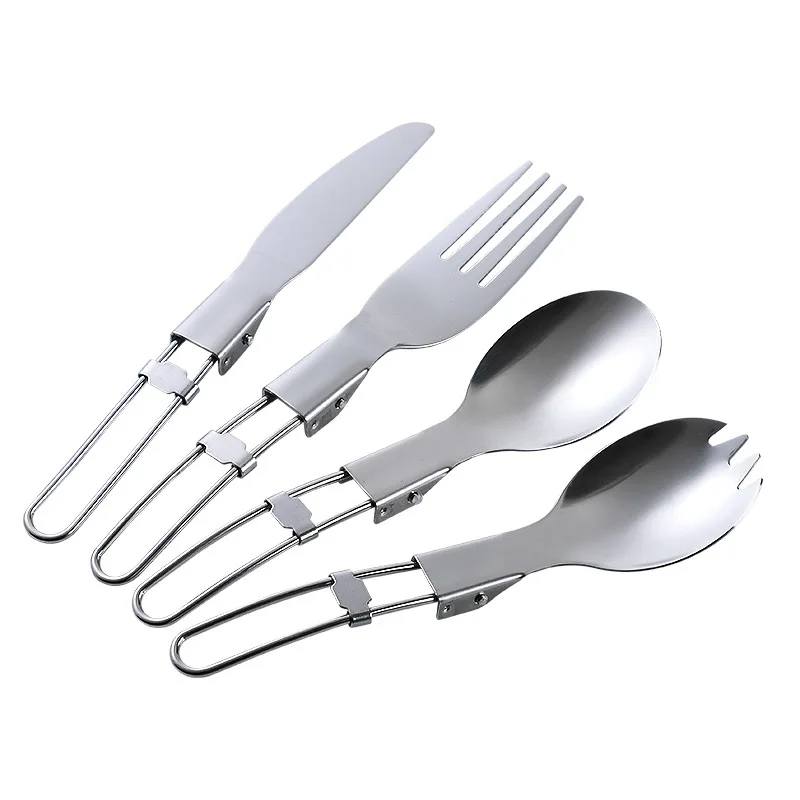 

304 stainless steel folding tableware knife fork spoon creative portable outdoor travel tableware folding knife fork spoon