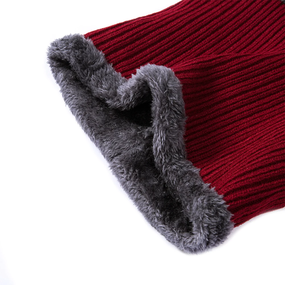 

Men Unisex Sports Winter Warm Hat Knit Visor Beanie Fleece Lined Billed Beanie with Brim Cap