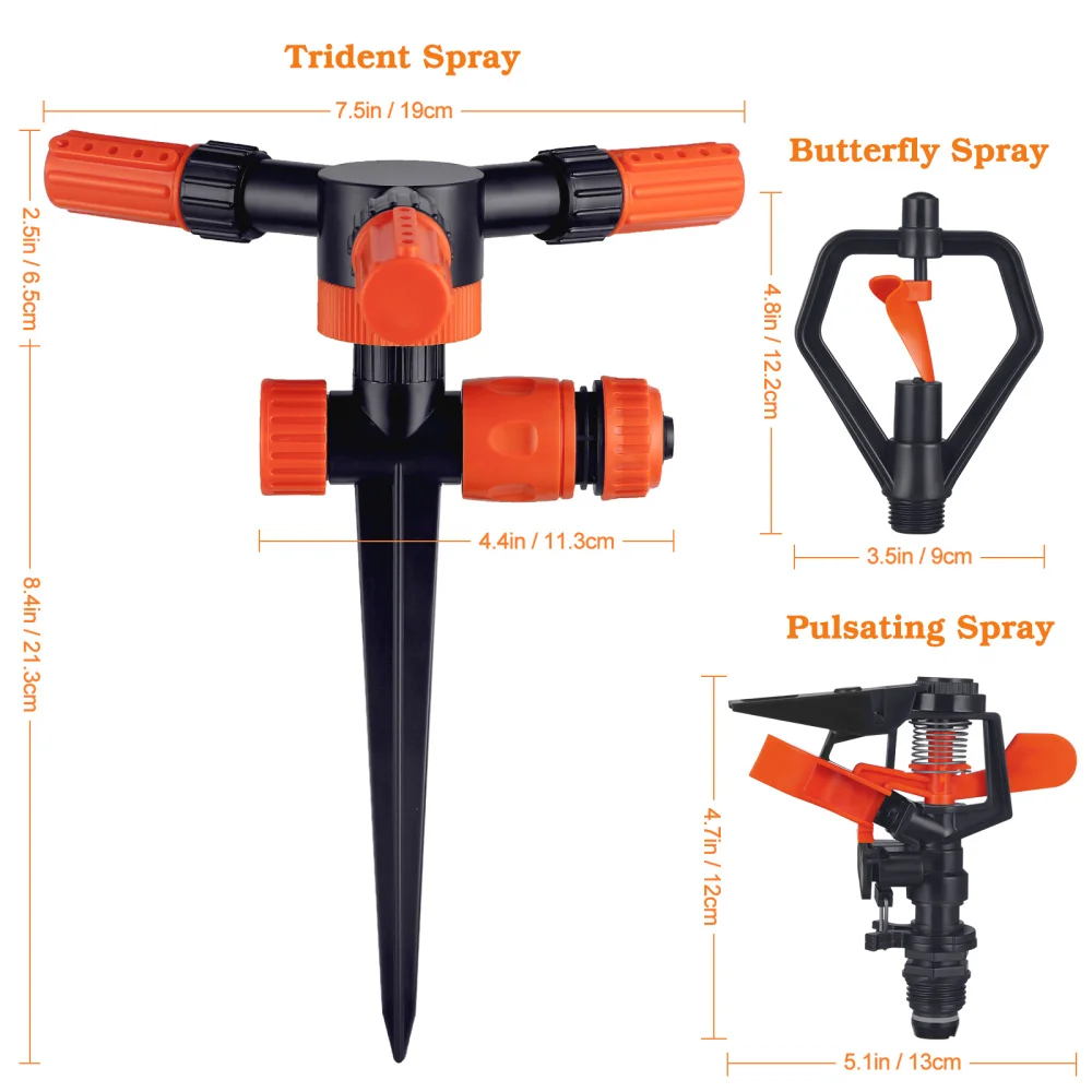 

HOMEMAXS 360 Lawn Sprinkler Automatic Garden Water Sprinkler Yard Irrigation System with Ground Spike