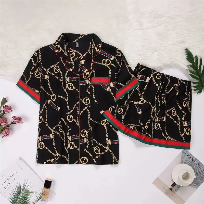 

Men's pajamas summer ice short sleeve shorts thin oversize men's cartoon student home suit