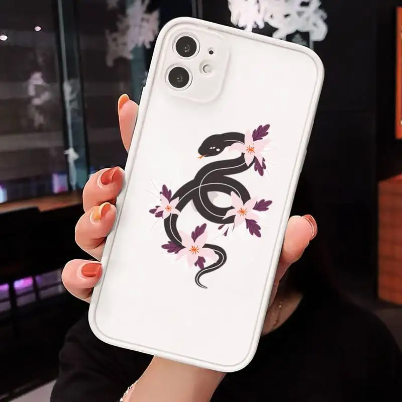 

Aesthetics Hand Snake flower Phone Cases matte transparent For iphone 7 8 11 12 plus mini x xs xr pro max cover