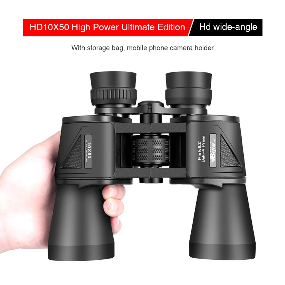 

BIJIA 10 x 50 Binoculars HD Non-infrared Night Vision Binocular Portable Wide Angle Zoom Hunting Telescope Outdoor Kids Adult