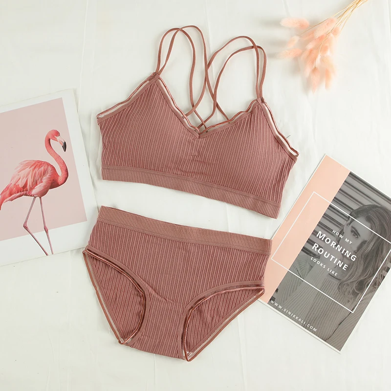 SALSPOR Женские однотонные комплекты нижнего белья бесшовные с перекрестными