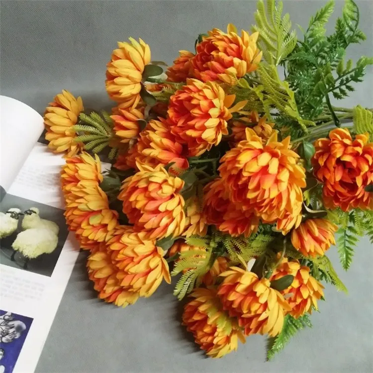 Поддельные короткие Стволовые календулы(3 головки/шт) 21,2" Длина искусственная Хризантема для свадьбы дома декоративные искусственные цветы
