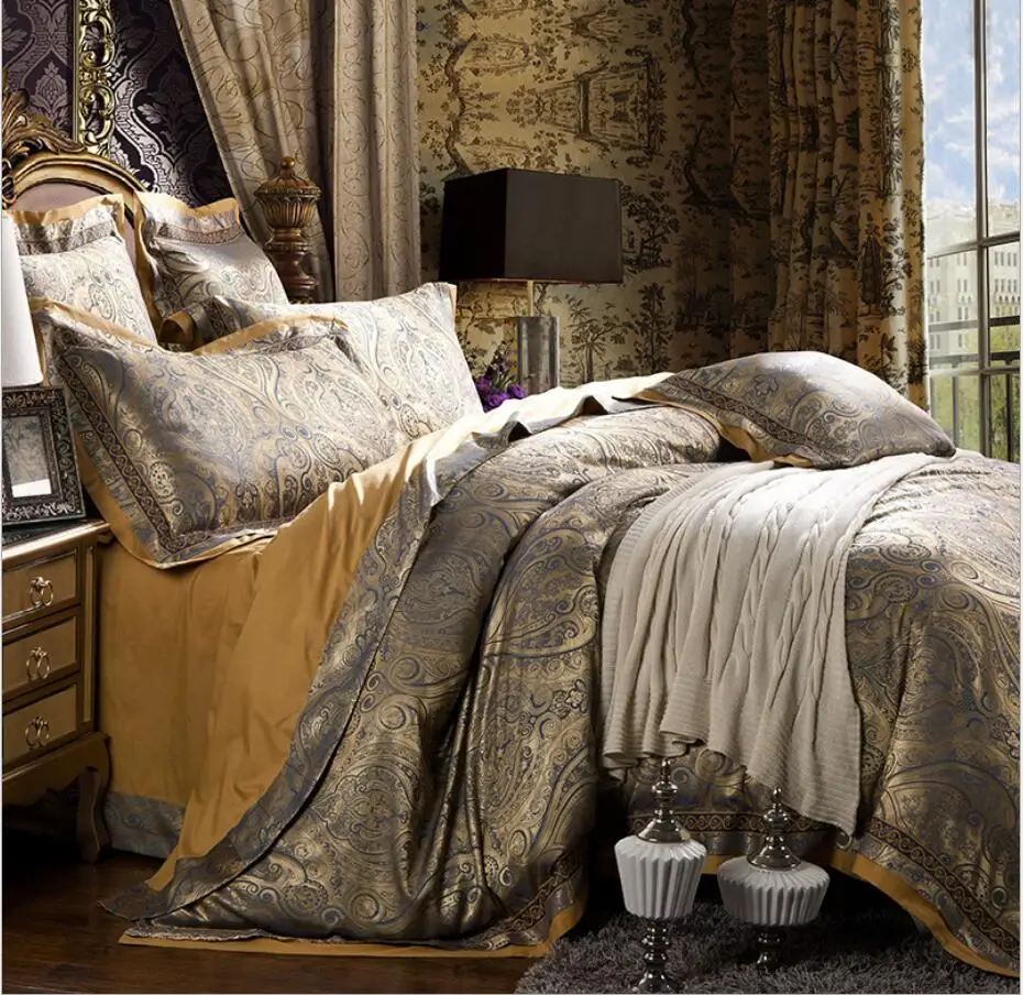 Дворцовые жаккардовые атласные комплекты постельного белья королевская