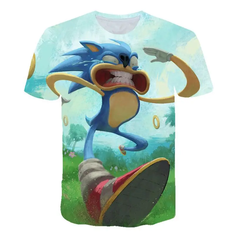 Новинка летняя детская одежда с принтом Супер Соник Марио для мальчиков Забавные