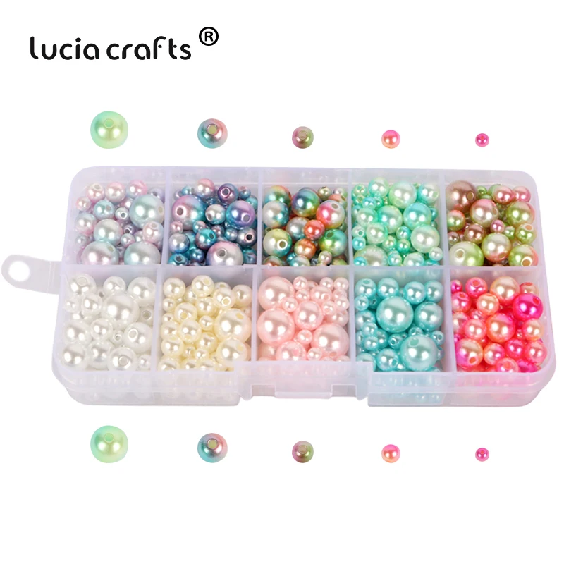 Lucia crafts 540 шт./лот 4/6/8/10 мм Красочный Искусственный жемчуг бусины с дырочками свободные бусины для самостоятельного изготовления ручной работы аксессуары E1214
