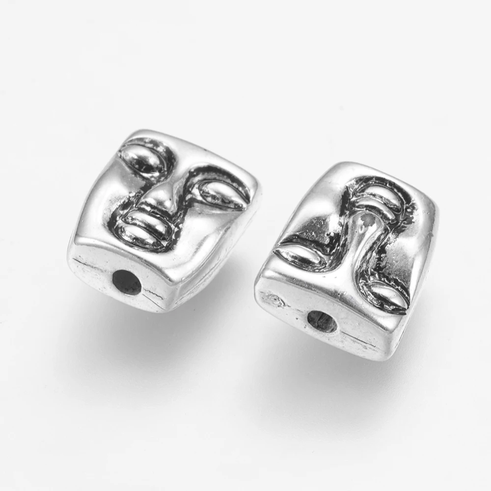 

20PCS CCB Plastic Beads Face Antique Silver 12x10x7mm Hole: 2mm