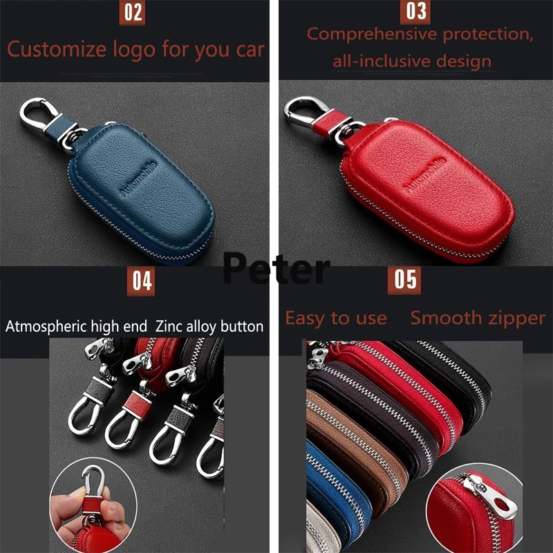 

Peter Leather Car Logo Key Cover Remote Key Case for KIA K2 K3 K4 K5 Sorento Sportage R Rio Soul Car