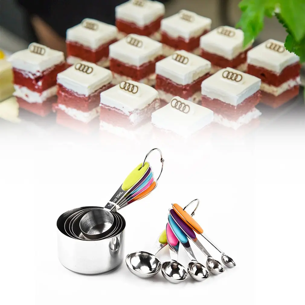 

5Pcs Stainless Steel Measuring Spoons Cups Set Tablespoons Measuring Set with Silicone Handle Measuring Spoons