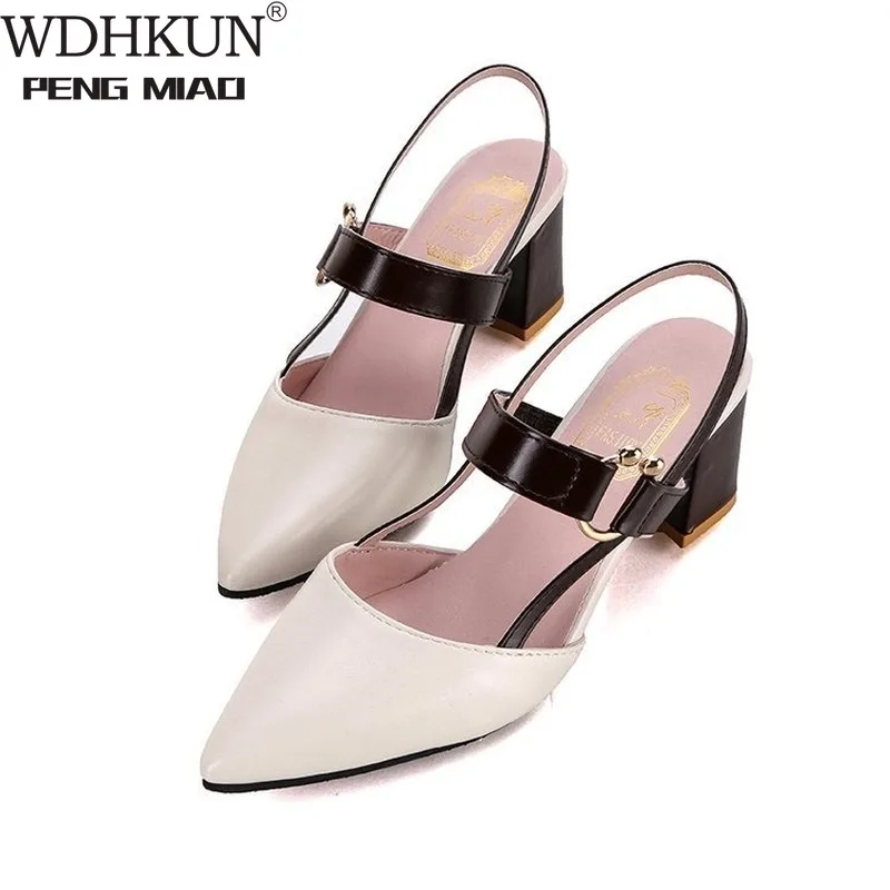 2020 босоножки грубые Босоножки Туфли лодочки на высоком каблуке с острым носком