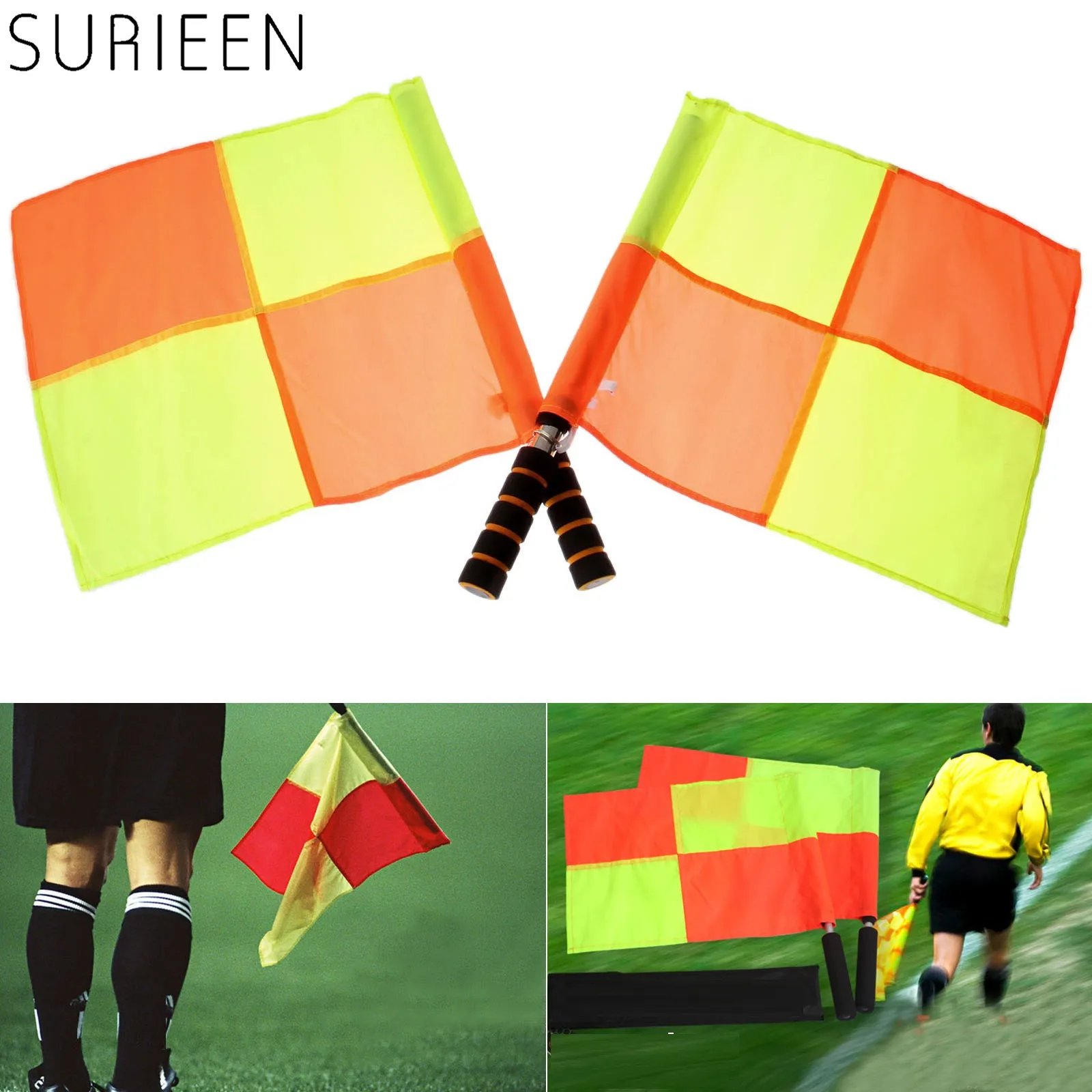 2 шт. (1 пара) судейский флажок для футбола с сумкой переноски судья формирует